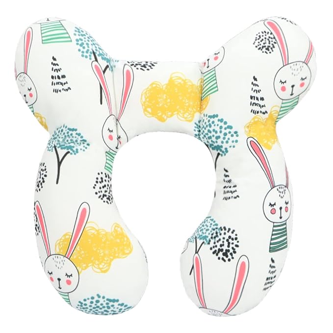 vocheer Baby Travel Pillow(Upgraded), Head and Neck Support Pillow for Pushchair, Car Seat,Stroller, Bouncer, Cotton(Rabbit)