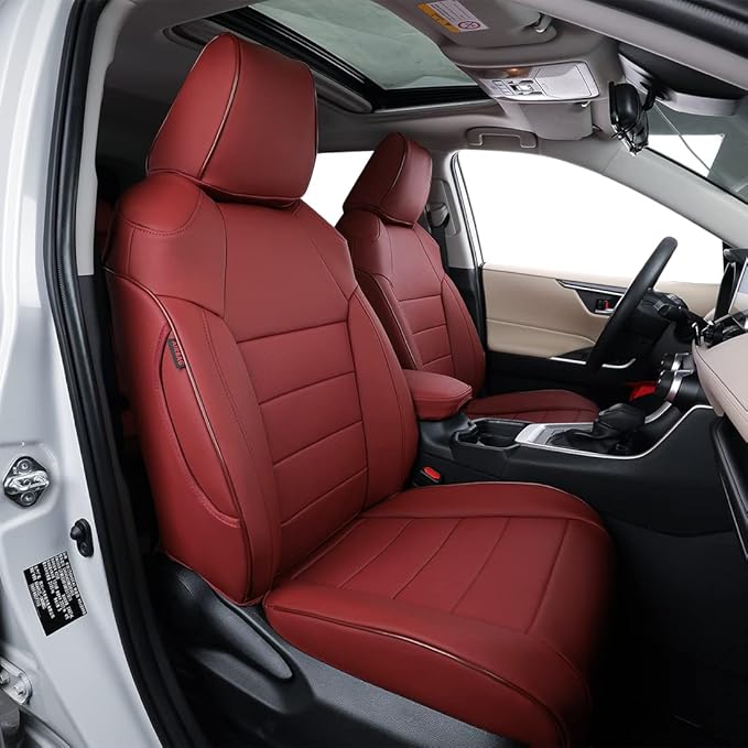 EKR Rav4 Seat Covers Custom Fit for Toyota Rav4 (Hybrid) Woodland/Limited 2026, Leather Car Seat Cover Full Set for SUV,Faux Leather(Burgundy)