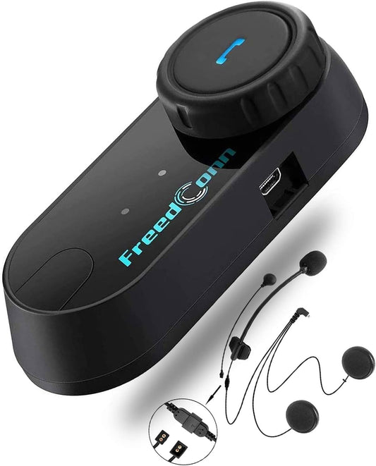 FreedConn Motorcycle Helmet Bluetooth Headset,TCOM VB with Music Sharing 2-Riders 800M Universal Intercom Communication Systems,Waterproof Motobike Interphone/FM/Siri/BT5.0/2 in 1 Mic for All Helmets