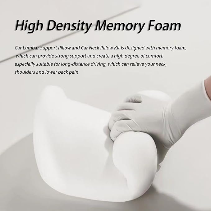 Car Lumbar Support Pillow and Car Neck Pillow Kit for Lexus RC 2015-2020 2021 2022 2023 2024 2025 2026, Car Seat Neck Back Rest Pillows, Ergonomic Car Seat Headrest & Lumbar Cushion