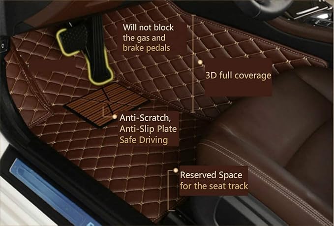 Custom Making Car Floor Mats for 95% Sedan SUV Sports Car Full Coverage Cute Men Women Pads Protection Non-Slip Leather Floor Liners (Black Green Strips)