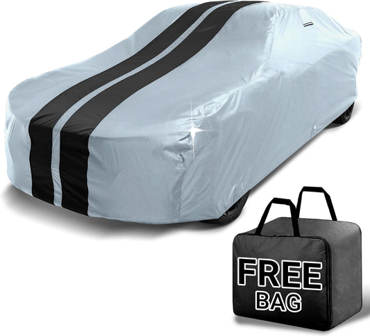 iCarCover Custom Car Cover for Chevy Stylemaster (1946-1948) Waterproof All Weather Rain Snow UV Sun Protector Full Exterior Indoor Outdoor Car Cover (Stripe - Gray/Black)