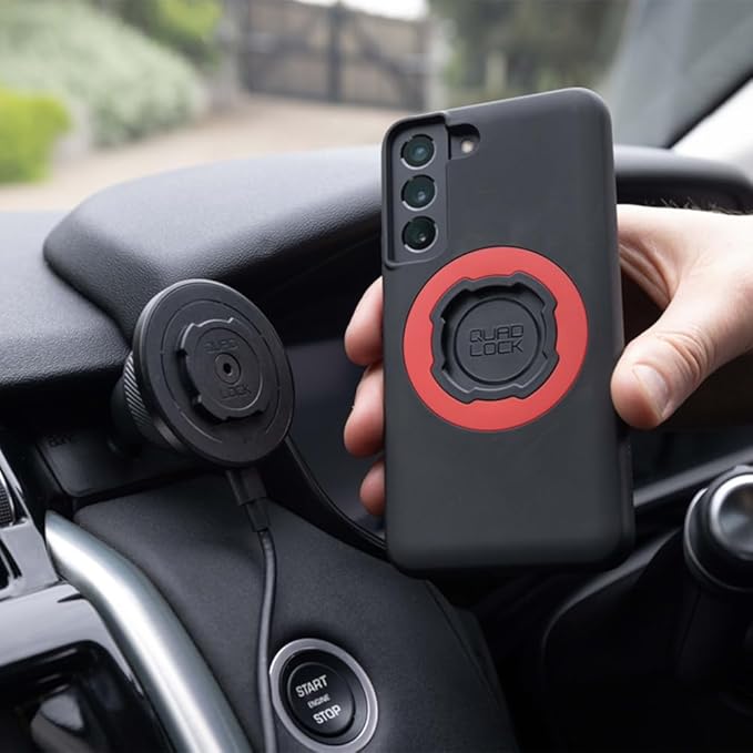 Quad Lock Adhesive Dashboard/Console Car Phone Holder Kit with MAG Wireless Charging Head V2 and MAG Phone Case for iPhone 15
