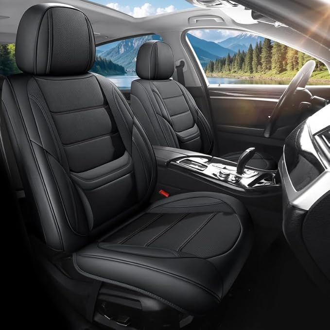 Car Seat Covers Custom Fit for Chevrolet/Chevy Captiva 2006-2018, Premium Faux Leather Waterproof Car Seat Protectors with Lumbar Support, Breathable Anti-Slip Easy to Install(Black,Full Set)
