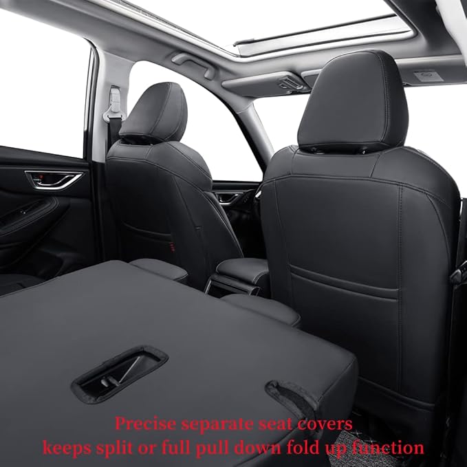 coverdream Forester Leather Seat Covers Custom Fit for 2019-2024 Subaru Forester SUV Seat Cushion,Fully Covered,Airbag Compatible Waterproof Car Seat Protector (Full Set,Black)