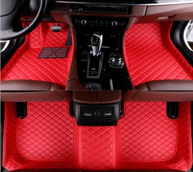 Custome Car Mats Accessories All Weather Floor mats Compatible with Automotive Floor Mats Passenger car mats (Black red)