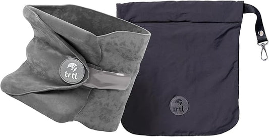trtl Pillow - Scientifically Proven, Super Soft Neck Support Travel Pillow for Airplanes - Lightweight and Machine Washable - Ergonomic Design for Traveling on Flights, Cars, and Trains - Grey
