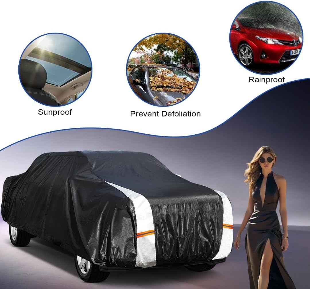 Dodge Ram 1500 Truck Cover Custom Fit 2009-2025 Quad Cab SB (6.1') with Door Zipper, 12 Layers Full Exterior Pickup Truck Cover Waterproof All Weather,for Wind Dust Sun and UV Protection.
