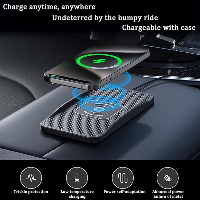 Wireless Car Charger Pad for Toyota RAV4 Prime 2021-2024, Type-C/USB 20W Car Wireless Charger Non-Slip Phone Charging Pad Car Accessories,A 30cm Cable Type-C Plug