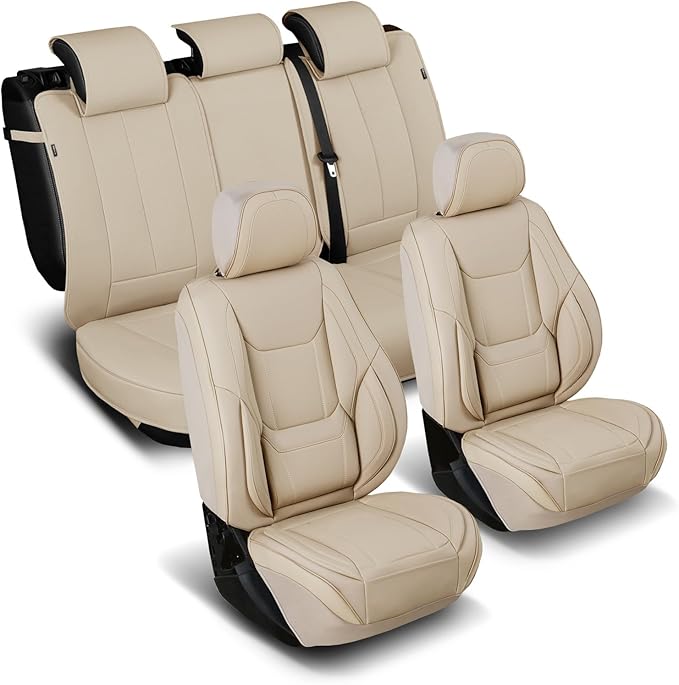 Coverland Custom Fit Car Seat Covers for Car Compatible with [TL, Verano, 300 Series, Charger, Accord, Crosstour] Premium Waterproof Non-Slip Interior Seat Protector [Full Set Beige - Size Chart X73]
