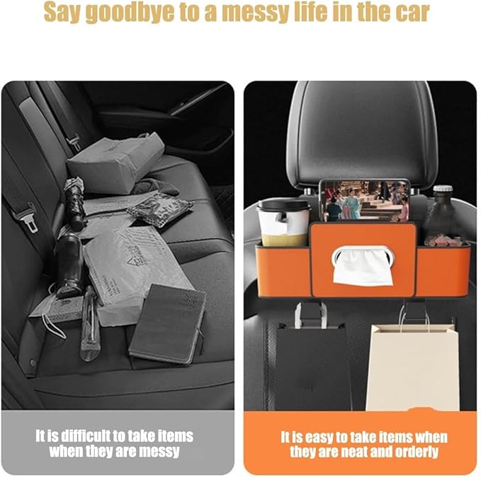 Car Organizers and Storage Box Behind Seat, Large Car Seat Back Organizer for Hold Phone, Drinks, Handbag, Universal Fit for Suv/Sedan (white, 1pcs)