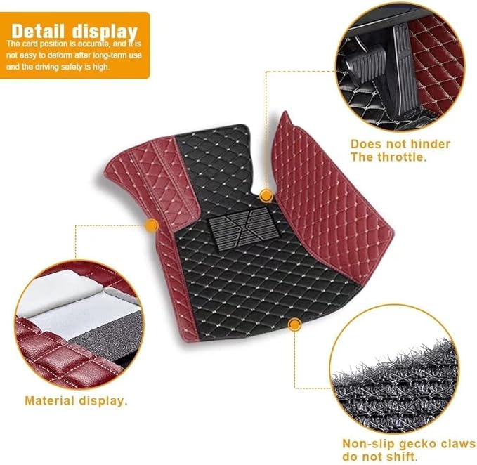 Custom Car Floor Mats for 96% Sedan SUV Sports Car Protection Full Coverage Pads Anti-Slip Leather Floor Lining All Weather Car Floor Mats (Wine red)