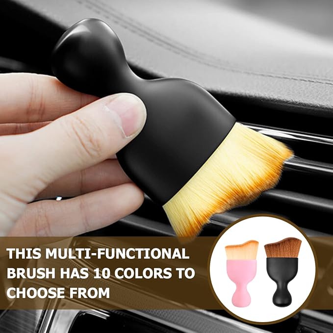 Blilo 2PCS Car Interior Detailing Brush with Dust Cover, Auto Soft Hair Cleaning Brushes, Scratch Free Curved Dirt Collectors, for Vehicle Dashboard Air Conditioner Vents Leather (Purple/2PCS)