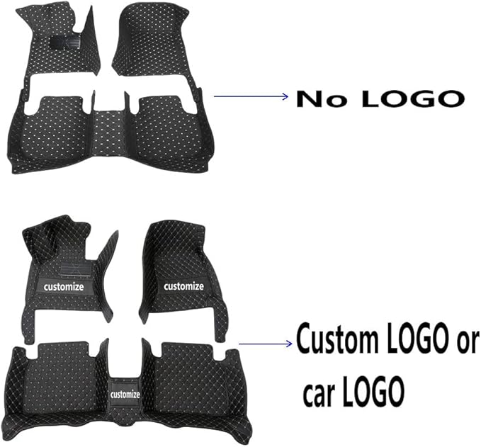 KaiLaiCarCustom Automotive Car Floor Mats for 99.99% Sedan SUV Sports Car Men Women Protection Full Coverage Pads Anti-Slip Leather Floor Lining (Brown + Black Beige, C- Diamond Double Spelling)