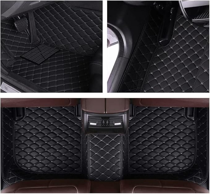 MELKEN Custom Fit Leather Car Floor Mats for 95% of Cars Full Coverage Floor Liners Car Mats (Wine Red)