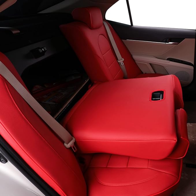 EKR Camry Seat Covers for Toyota Camry L, LE, SE 2018-2024 & SE Nightshade 2020-2024,(Not for Hybrid) Leather Car Seat Cover Full Set for Trucks SUV-Faux Leather (Red)