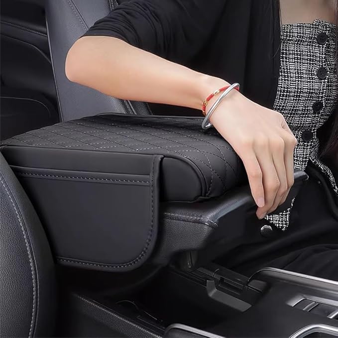 Car Armrest Pad for BMW X3 G01 F25 E83 2003-2019 2020 2021 2022 2023 2024 Leather Armrest Box Mat Center Console Cushion Pad Universal Armrest Seat Box Cover Protector,Black, normal