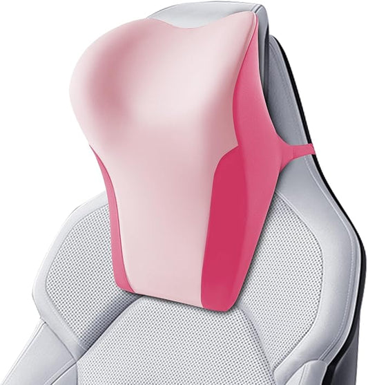 BABUR Car Headrest Pillow | Ergonomic Memory Foam Neck Shoulder Support Pillow with Adjustable Design & Enlarged Surface | Pain Relief for Driving Travel Sleeping | Pink1 Pack