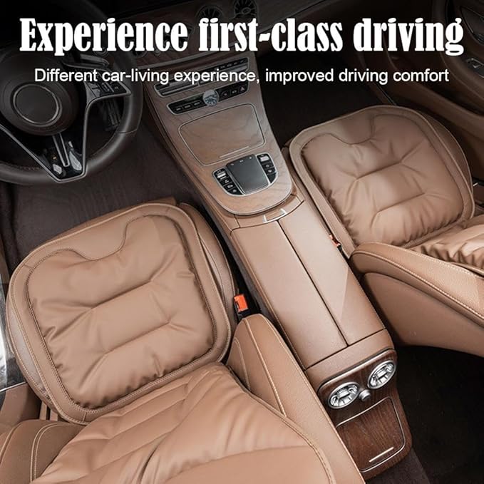 Skin-Friendly & Dirt-Repellent Leather Seat Cushions, 2026 Car Seat Cushion for Driving, 1.57" Thick Comfort Seat Protector, Universal Non-Slip Memory Foam Pad for Car (Black, Rear Seat Cushion)