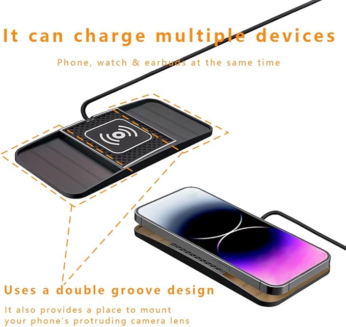 Wireless Charging Pad for Car for Toyota 4Runner 2000-2025, DIY Trim-to-Fit Slim Non Slip Fast Charger Car Wireless Charging Pad 30CM Cable,B 30cm USB Plug Cable