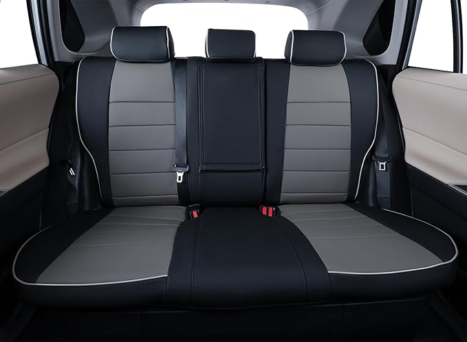EKR Rav4 Seat Covers Custom Fit for Toyota RAV4 Adventure,TRD-Off Road 2019 2020 2021 2022 2023 2024, Leather Car Seat Cover Full Set for SUV,Faux Leather(Black/Gray)