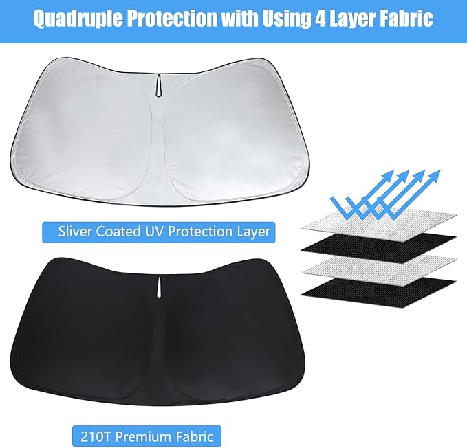 Windshield Sun Shade Fit 2026 2025 2024 2023 2022 2021-2019 Audi A6, Front Window Sunshade Car Accessories Foldable Sun Visor UV Protector Heat Shield Cover Keep Your Car Cool