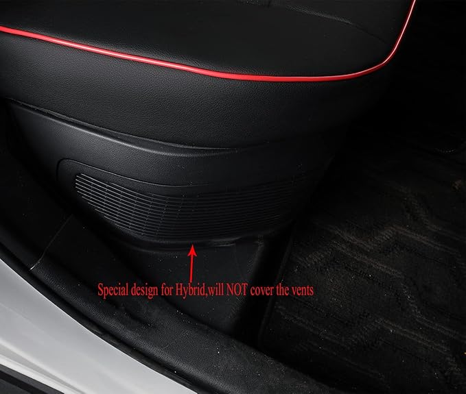 EKR Rav4 Seat Covers Custom Fit for Toyota Rav4 (Only Hybrid) 2019-2025 LE,XLE,XLE Premium,Limited,Woodland Edition, Leather Car Seat Cover Full Set for SUV,Faux Leather(Black with Red Piping)