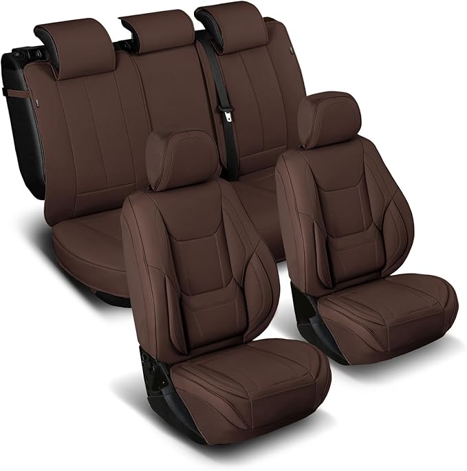 Coverland Custom Fit Car Seat Covers for Car Compatible with [Mazda3, Versa, Corolla, Corolla iM, Jetta] Premium Waterproof Non-Slip Interior Seat Protector [Full Set Dark Brown - Size Chart X60]