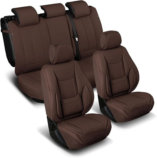 Coverland Custom Fit Car Seat Covers for Car Compatible with [TL, Verano, 300 Series, Charger, Accord, Crosstour] Premium Waterproof Non-Slip Interior Seat Protector [Full Set Dark Brown - Chart X73]