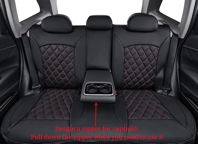 coverdream Forester Seat Covers Custom Fit for 2014 2015 2016 2017 2018 Subaru Forester,Full Coverage Waterproof Leatherette Car Seat Protector(Full Set,Black/Red)