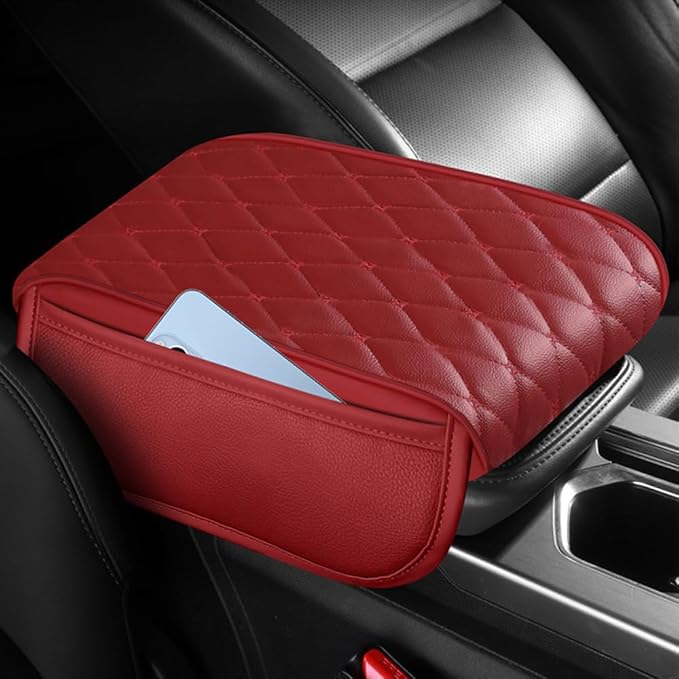 Universal Car Armrest Pad for Mini Countryman R60 F60 One/S/Cooper/JCW 2010-2024 Leather Armrest Box Center Console Cover Pad Waterproof Arm Rest Protector Decor Accessories,Beige01
