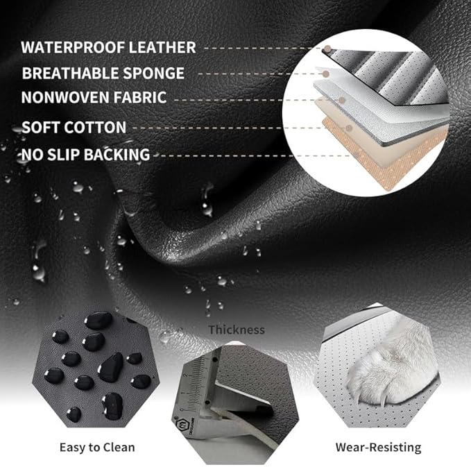 Front Seat Covers Fit for Toyota Matrix 2003-2014, Car Seat Covers Front Seats, Breathable Faux Leather Automotive Seat Covers Front Pair Anti-Slip Seat Cover(Black&Gray, Front)