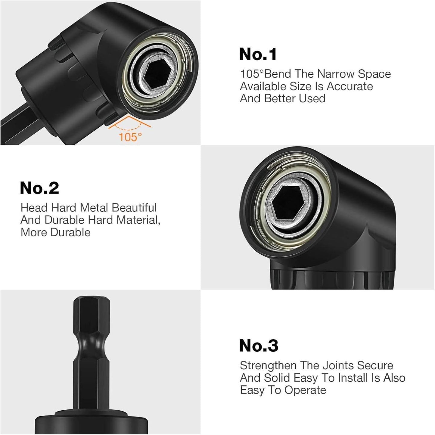 17pcs Flexible Drill Bit Extension, Include 3pcs Impact Socket Adapter 2pcs Hex Shank 105° Right Angle Drill Attachment 10 Short Screwdriver Bits Bendable Drill Bit Extension and 90° Angled Bits