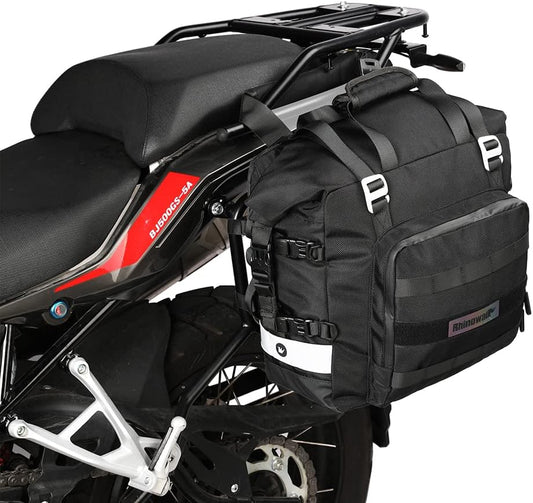 Rhinowalk Motorcycle Saddlebag Waterproof Motor Luggage Pack Quick Release Motorbike Side Bag 20L Fits Most Adventure and Sports Bike Motorcycle Racks(Black, 1 Pack)