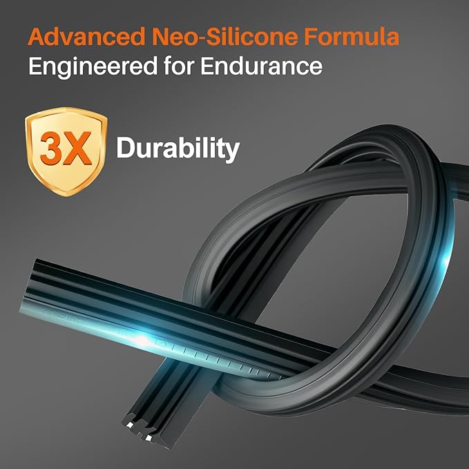 DOG TAIL Water Repellent Silicone Wiper Blades 24" 18" Set with Multiple Adapters and 2 Refills, Automotive Replacement Front Windshield Wiper Blades for My Car with Water Repellency Formula DropClear