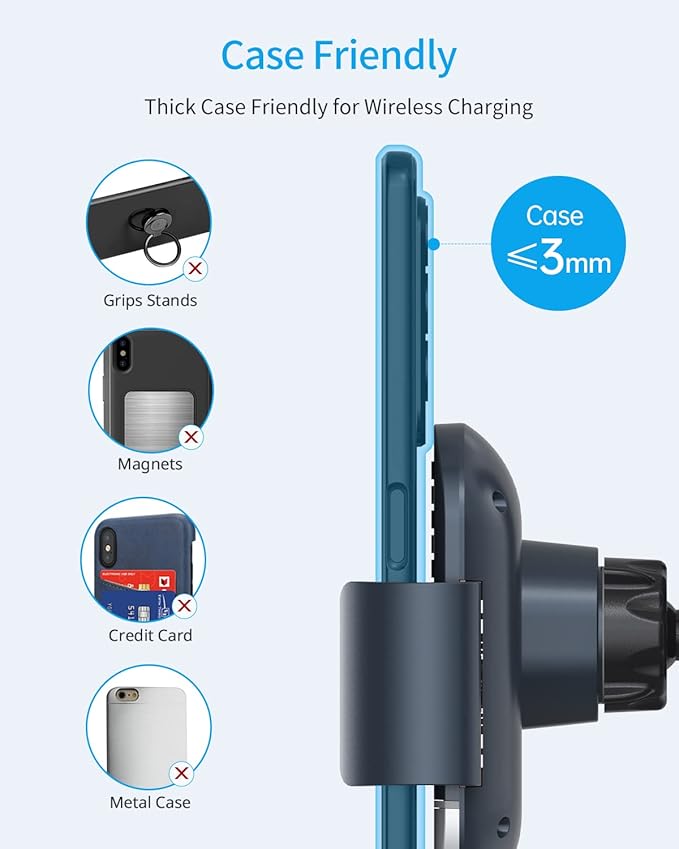 Wireless Car Charger for Samsung Galaxy Z Fold 7/6/5/4/3, Dual Coils，Fast Charging Phone Car Mount for Christmas, Auto-Clamping Air Vent Dashboard Car Phone Holder for Galaxy Z Fold/Note