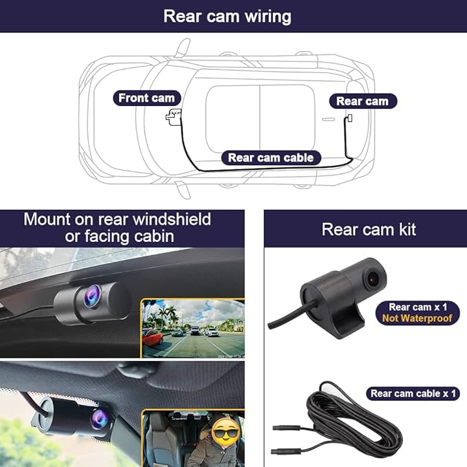 Fitcamx 2K Dual Dash Cam Suitable for Acura MDX 2022 2023 2024 Gen4 (has Auto Dimming Mirror), OEM Look, Front 1440P+Rear 1080P HD Video, WiFi & APP, Loop Recording, G-Sensor, Easy to Set, 64GB Card