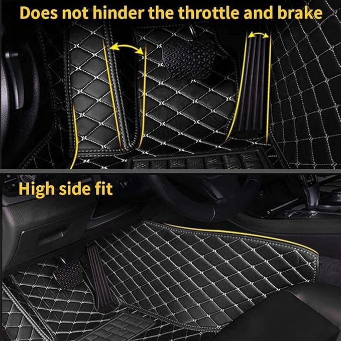 Custom Making Car Floor Mats for 90% Car Model Luxury Leather All Weather Waterproof Anti-Skid Full Coverage Liners (Black and Blue)