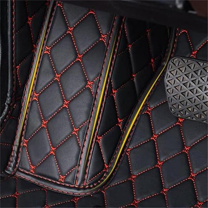 Custom Car Mats All Weather Fit Automotive Floor Mats PU Leather Protector Mat for Most Sedan, SUV, Truck Floor Mats (Black and Orange Side)