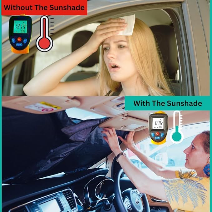 Windshield Sun Shade -Certified 99.87% UVB & 99.02% UVA Car Sun Shade. Award Winning Sunshade - Patented Technology | Compatible for Tesla Model Y/Model 3 2017-present | Car Shades by Kinder Fluff