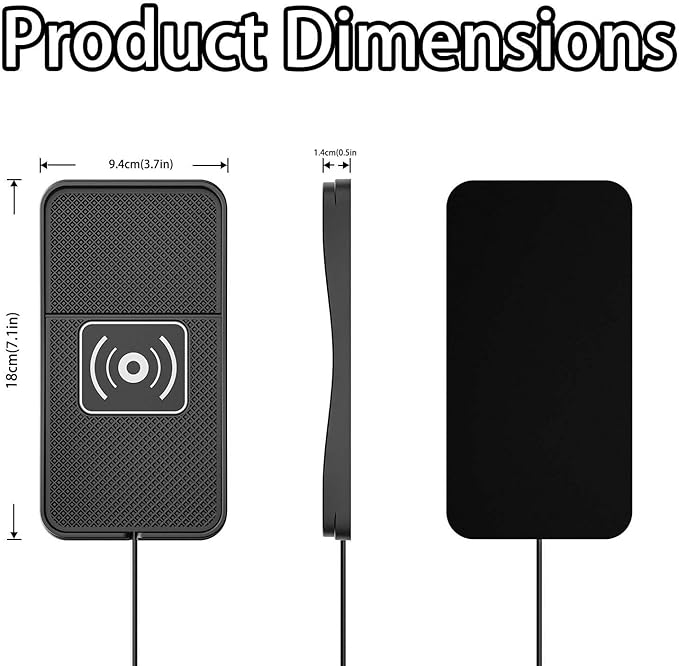 Car Wireless Charger Pad for Ford E250 Econoline 2000-2005, Fast Car Wireless Charging Pad for Car Center Console, Non Slip Charging Mat,1M-USB