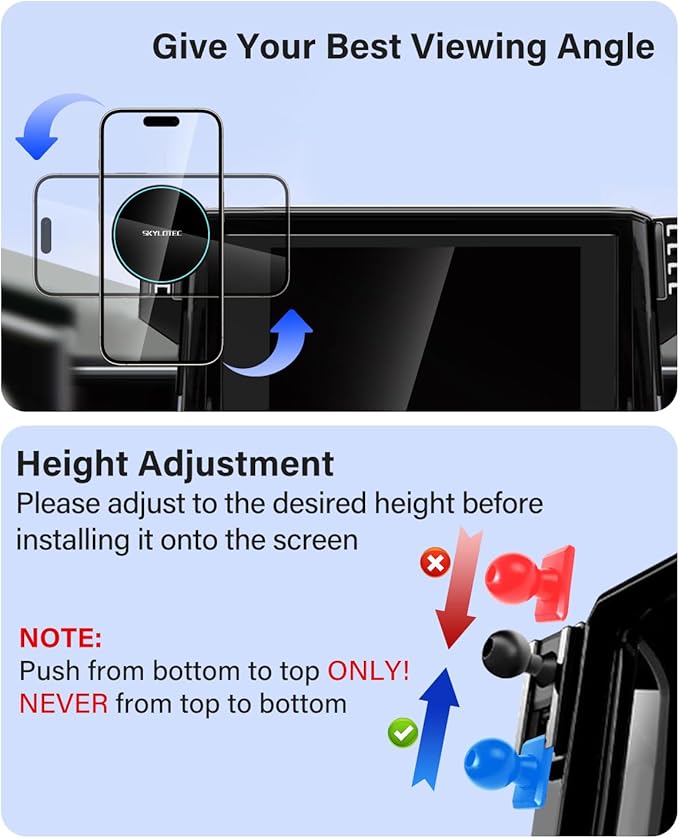Phone Holder for Subaru Solterra/Toyota bZ4X 2023-2025 Accessories 8/12.3-Inch Screen Fixed Clip, Car Magnetic Phone Mount Compatible with MagSafe, Magnets Wireless Charger bZ4X Cell Phone Holder Base