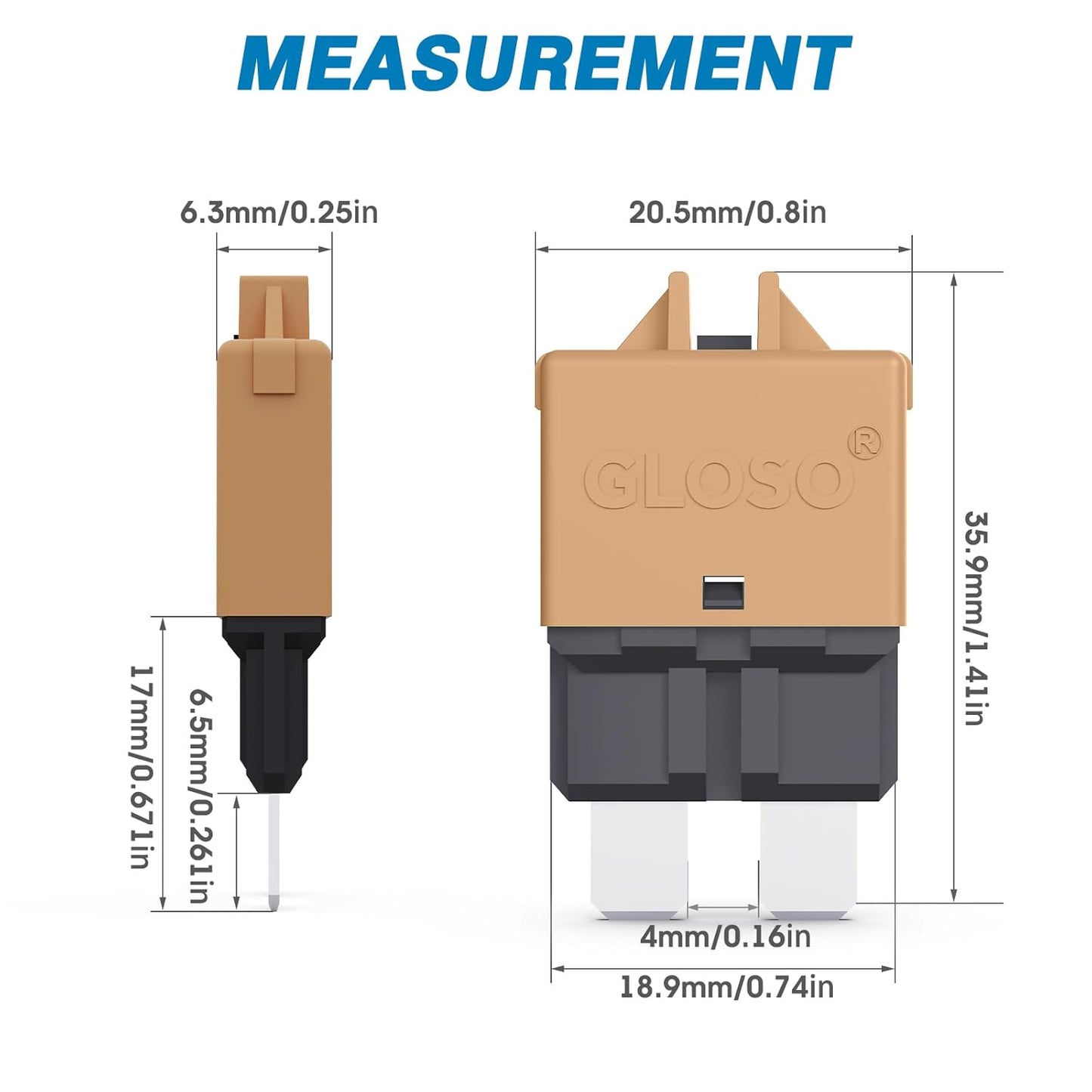 GLOSO Circuit Breaker Blade Fuse E39 (T3) Manual Reset Fuse for Car Truck RV Automotive Marine Boat Trolling Motor & Custom Wiring Audio Battery Protection/Low Profile ATC/ATO (6A - 1 Pack)