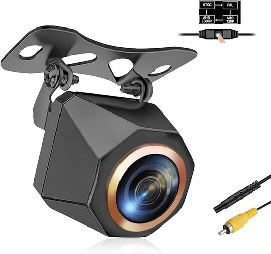 1080P Backup Camera for Car, 3MP 170° AHD CVBS Universal Rear View Camera with Night Vision & 4 Modes,12-24V, IP68K, Guide Line, Mirror/Normal Switch,Rear/Front/Side cam for car,SUV,truck, large truck