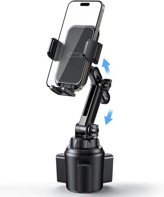 Lamicall Cup Phone Holders for Your Car, [Thick Cases Friendly] Universal Adjustable Car Cell Phone Mount for Truck Golf Cart iPhone 16 Galaxy S25 Ultra and All 4"-7" Smartphones
