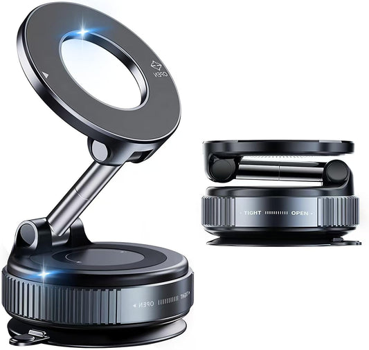 Vacuum Magnetic Car Phone Holder,360°Adjustable Magnetic Phone Holder,Hands-Free Suction Cup Phone Mount for MagSafe,Cell Phone Holders for Your Car for All Smartphones & All Car Models