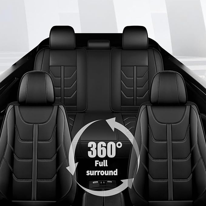 TTX LIGHTING Car Seat Covers fit for Toyota Corolla 2000-2019 Full Set: Premium Leather Automotive Seat Cover with Airbag Compatible Waterproof (5 Seats, Black)