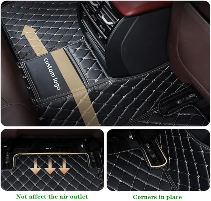 Custom Personalized Floor Mats for Cars - Luxury Full Coverage All Weather Mats, Anti-Slip Leather Mat Set, Fit for 99% of Cars, SUVs & Trucks (Blue Strip Shape, B-Strip Shape)