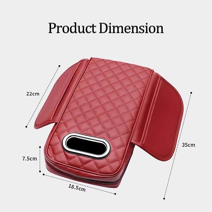Car Center Console Armrest Pad for Lincoln, Leather Cover with Storage Pocket & Tissue Box Holder, Memory Foam Cushion for Aviator Standard SUV 2020-2025,Brown