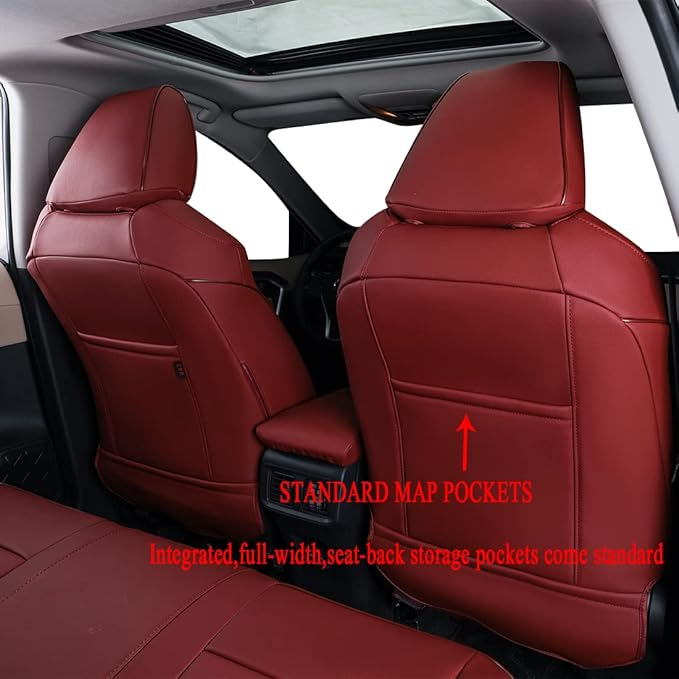 EKR Rav4 Seat Covers Custom Fit for Toyota Rav4 (Hybrid) Woodland/Limited 2026, Leather Car Seat Cover Full Set for SUV,Faux Leather(Burgundy)
